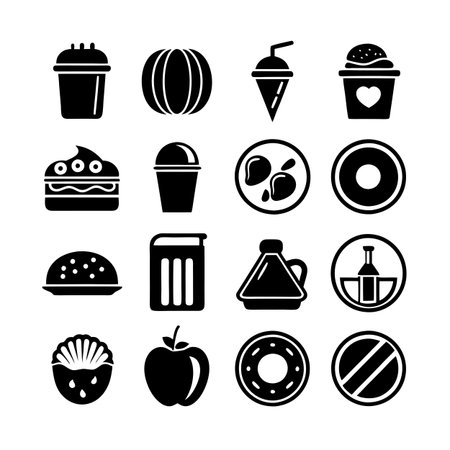 Food and Beverage Icon Set Collection Vector for UI Documents Websites and Mobile Applicationsのイラスト素材