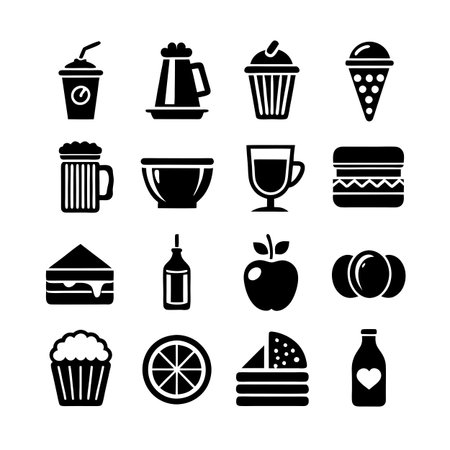 Food and Beverage Icon Set Collection Vector for UI Documents Websites and Mobile Applicationsのイラスト素材