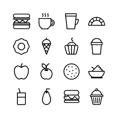 Food and Beverage Icon Set Collection Vector for UI Documents Websites and Mobile Applicationsのイラスト素材