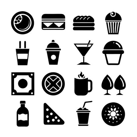 Food and Beverage Icon Set Collection Vector for UI Documents Websites and Mobile Applicationsのイラスト素材