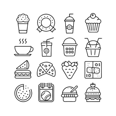 Food and Beverage Icon Set Collection Vector for UI Documents Websites and Mobile Applicationsのイラスト素材