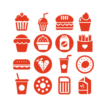 Food and Beverage Icon Set Collection Vector for UI Documents Websites and Mobile Applicationsのイラスト素材