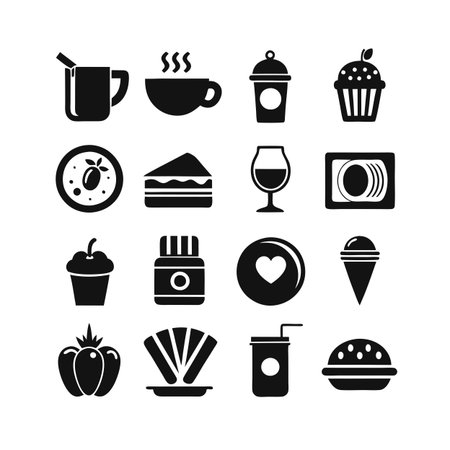 Food and Beverage Icon Set Collection Vector for UI Documents Websites and Mobile Applicationsのイラスト素材