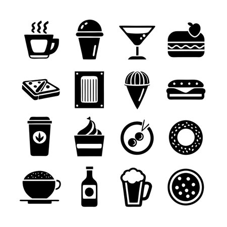Food and Beverage Icon Set Collection Vector for UI Documents Websites and Mobile Applicationsのイラスト素材