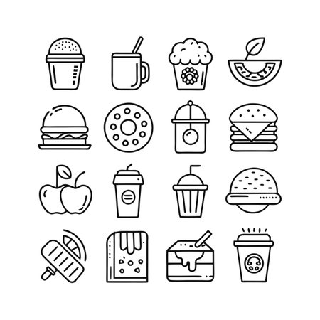 Food and Beverage Icon Set Collection Vector for UI Documents Websites and Mobile Applicationsのイラスト素材