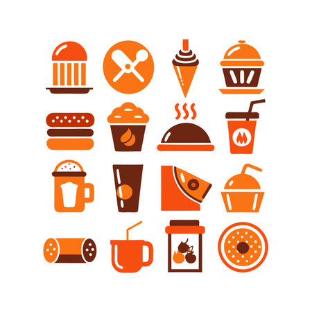 Food and Beverage Icon Set Collection Vector for UI Documents Websites and Mobile Applicationsのイラスト素材