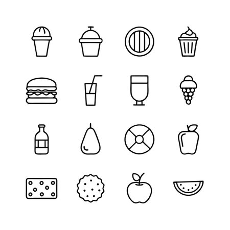 Food and Beverage Icon Set Collection Vector for UI Documents Websites and Mobile Applicationsのイラスト素材