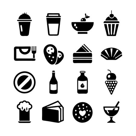 Food and Beverage Icon Set Collection Vector for UI Documents Websites and Mobile Applicationsのイラスト素材