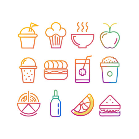 Food and Beverage Icon Set Collection Vector for UI Documents Websites and Mobile Applicationsのイラスト素材
