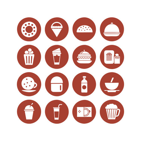 Food and Beverage Icon Set Collection Vector for UI Documents Websites and Mobile Applicationsのイラスト素材