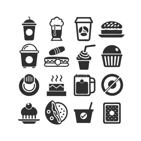 Food and Beverage Icon Set Collection Vector for UI Documents Websites and Mobile Applicationsのイラスト素材
