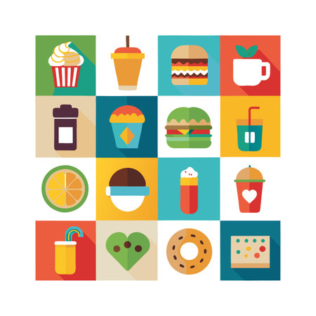 Food and Beverage Icon Set Collection Vector for UI Documents Websites and Mobile Applicationsのイラスト素材