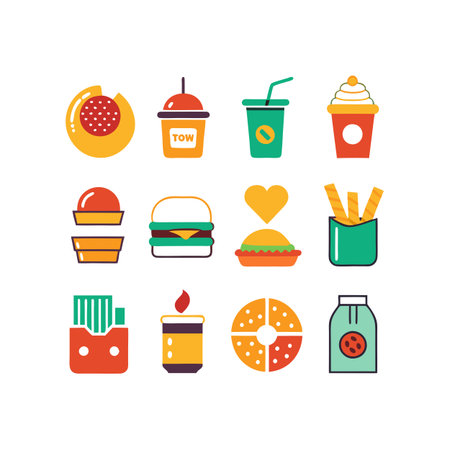 Food and Beverage Icon Set Collection Vector for UI Documents Websites and Mobile Applicationsのイラスト素材
