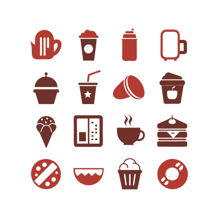 Food and Beverage Icon Set Collection Vector for UI Documents Websites and Mobile Applicationsのイラスト素材