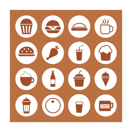 Food and Beverage Icon Set Collection Vector for UI Documents Websites and Mobile Applicationsのイラスト素材