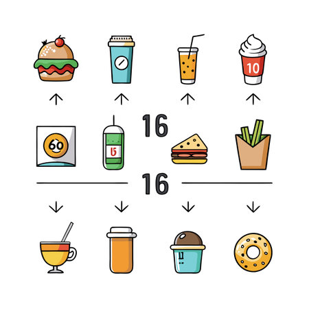 Food and Beverage Icon Set Collection Vector for UI Documents Websites and Mobile Applicationsのイラスト素材