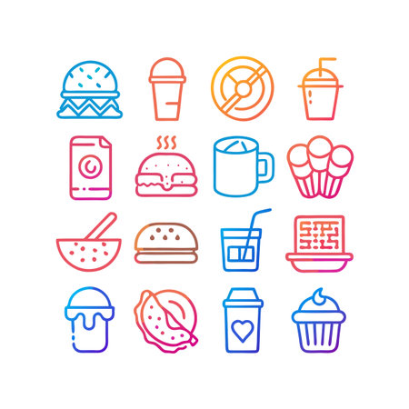 Food and Beverage Icon Set Collection Vector for UI Documents Websites and Mobile Applicationsのイラスト素材
