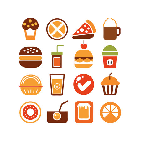 Food and Beverage Icon Set Collection Vector for UI Documents Websites and Mobile Applicationsのイラスト素材
