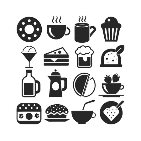 Food and Beverage Icon Set Collection Vector for UI Documents Websites and Mobile Applicationsのイラスト素材