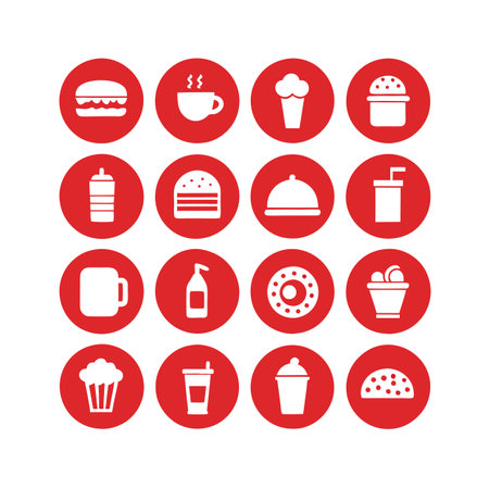 Food and Beverage Icon Set Collection Vector for UI Documents Websites and Mobile Applicationsのイラスト素材