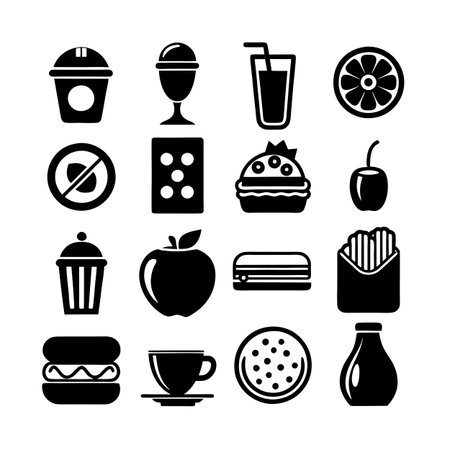 Food and Beverage Icon Set Collection Vector for UI Documents Websites and Mobile Applicationsのイラスト素材