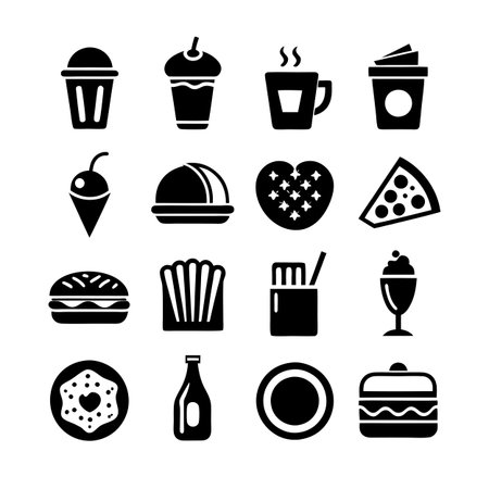 Food and Beverage Icon Set Collection Vector for UI Documents Websites and Mobile Applicationsのイラスト素材