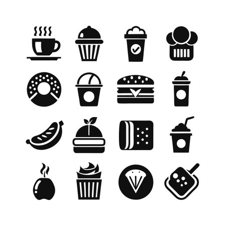 Food and Beverage Icon Set Collection Vector for UI Documents Websites and Mobile Applicationsのイラスト素材