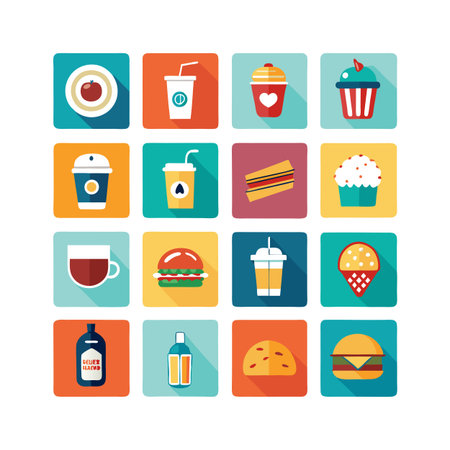 Food and Beverage Icon Set Collection Vector for UI Documents Websites and Mobile Applicationsのイラスト素材