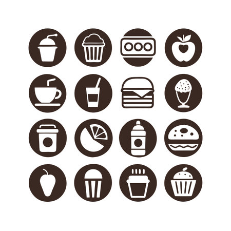 Food and Beverage Icon Set Collection Vector for UI Documents Websites and Mobile Applicationsのイラスト素材