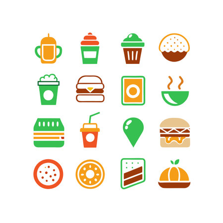 Food and Beverage Icon Set Collection Vector for UI Documents Websites and Mobile Applicationsのイラスト素材