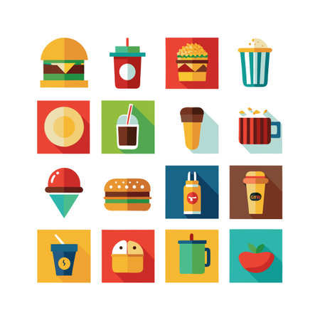 Food and Beverage Icon Set Collection Vector for UI Documents Websites and Mobile Applicationsのイラスト素材