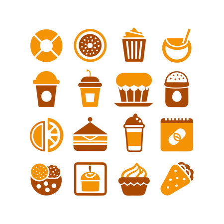 Food and Beverage Icon Set Collection Vector for UI Documents Websites and Mobile Applicationsのイラスト素材