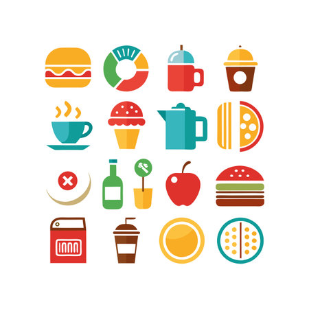 Food and Beverage Icon Set Collection Vector for UI Documents Websites and Mobile Applicationsのイラスト素材