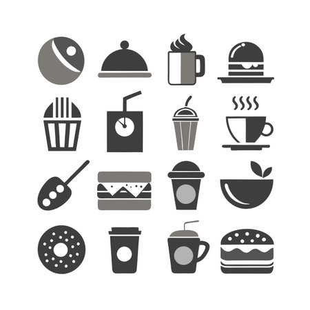 Food and Beverage Icon Set Collection Vector for UI Documents Websites and Mobile Applicationsのイラスト素材