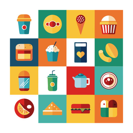 Food and Beverage Icon Set Collection Vector for UI Documents Websites and Mobile Applicationsのイラスト素材