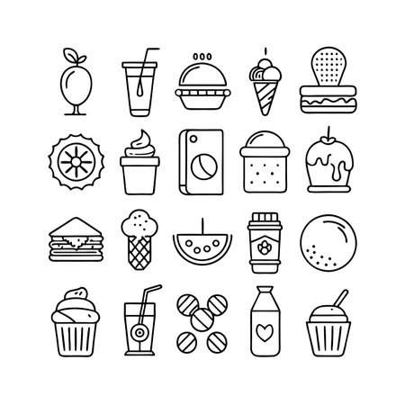 Food and Beverage Icon Set Collection Vector for UI Documents Websites and Mobile Applicationsのイラスト素材