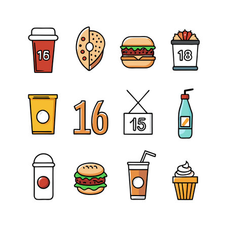 Food and Beverage Icon Set Collection Vector for UI Documents Websites and Mobile Applicationsのイラスト素材