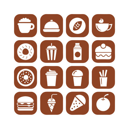 Food and Beverage Icon Set Collection Vector for UI Documents Websites and Mobile Applicationsのイラスト素材