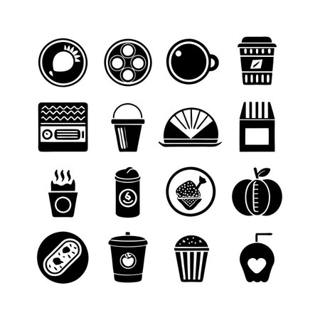 Food and Beverage Icon Set Collection Vector for UI Documents Websites and Mobile Applicationsのイラスト素材