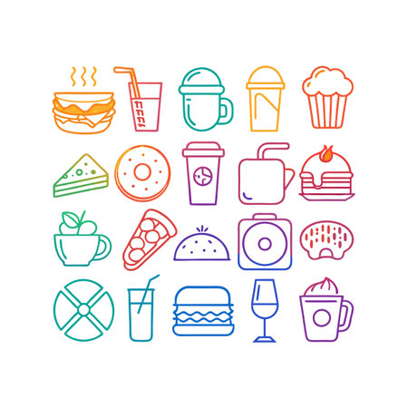 Food and Beverage Icon Set Collection Vector for UI Documents Websites and Mobile Applicationsのイラスト素材
