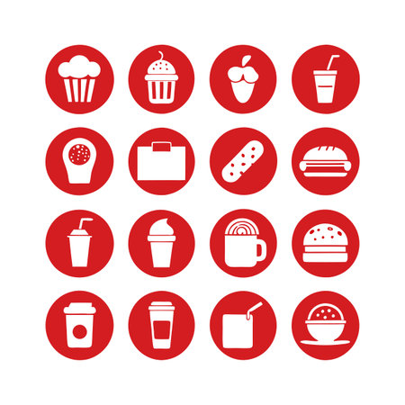 Food and Beverage Icon Set Collection Vector for UI Documents Websites and Mobile Applicationsのイラスト素材