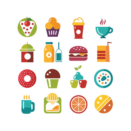 Food and Beverage Icon Set Collection Vector for UI Documents Websites and Mobile Applicationsのイラスト素材