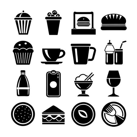 Food and Beverage Icon Set Collection Vector for UI Documents Websites and Mobile Applicationsのイラスト素材