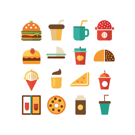 Food and Beverage Icon Set Collection Vector for UI Documents Websites and Mobile Applicationsのイラスト素材