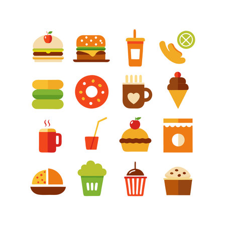 Food and Beverage Icon Set Collection Vector for UI Documents Websites and Mobile Applicationsのイラスト素材