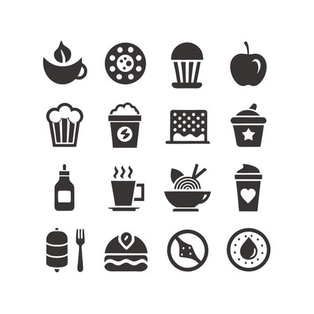 Food and Beverage Icon Set Collection Vector for UI Documents Websites and Mobile Applicationsのイラスト素材