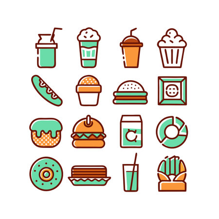 Food and Beverage Icon Set Collection Vector for UI Documents Websites and Mobile Applicationsのイラスト素材
