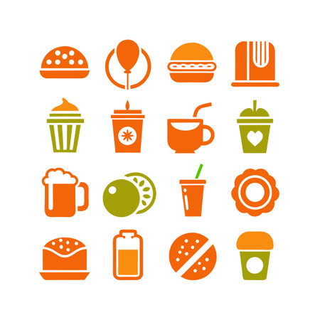 Food and Beverage Icon Set Collection Vector for UI Documents Websites and Mobile Applicationsのイラスト素材