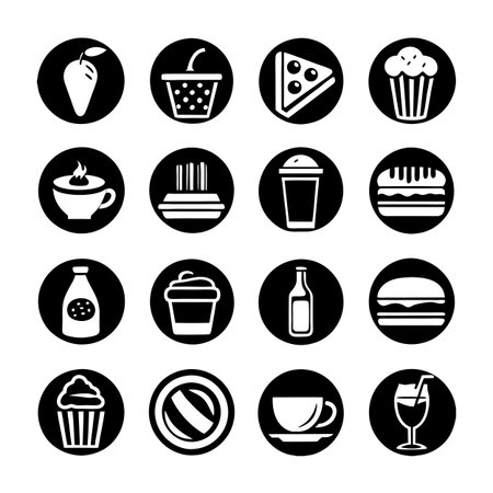 Food and Beverage Icon Set Collection Vector for UI Documents Websites and Mobile Applicationsのイラスト素材