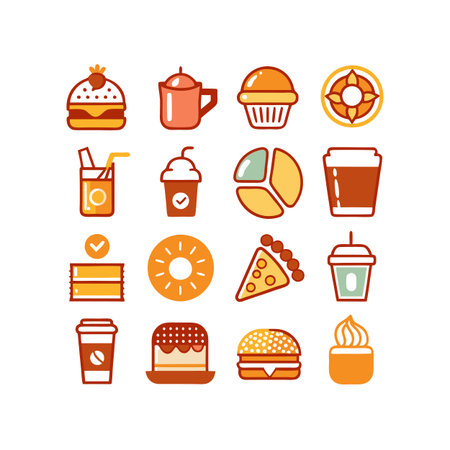 Food and Beverage Icon Set Collection Vector for UI Documents Websites and Mobile Applicationsのイラスト素材